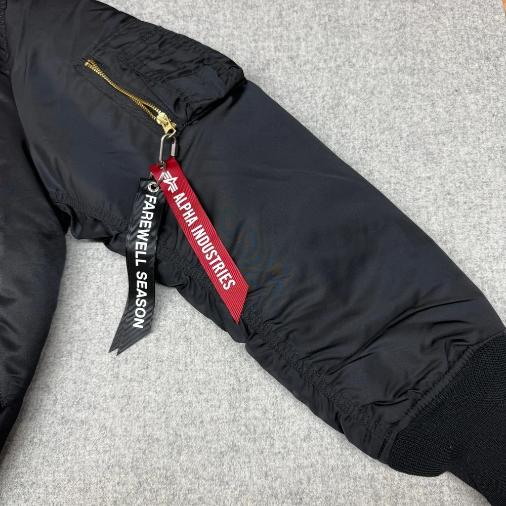 Alpha Industries MA-1 Flight Jacket Large Black Crew Bomber MJM21000C1 NWT